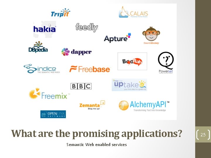 What are the promising applications? Semantic Web enabled services 25 