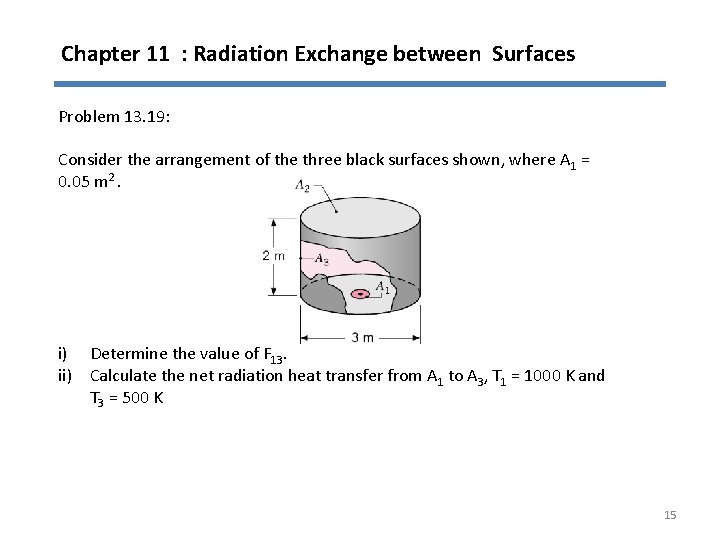 Chapter 11 : Radiation Exchange between Surfaces Problem 13. 19: Consider the arrangement of