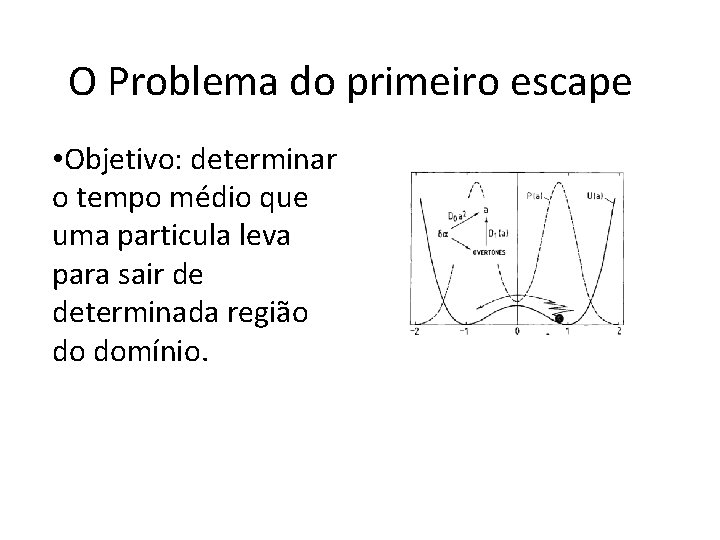 O Problema do primeiro escape • Objetivo: determinar o tempo médio que uma particula