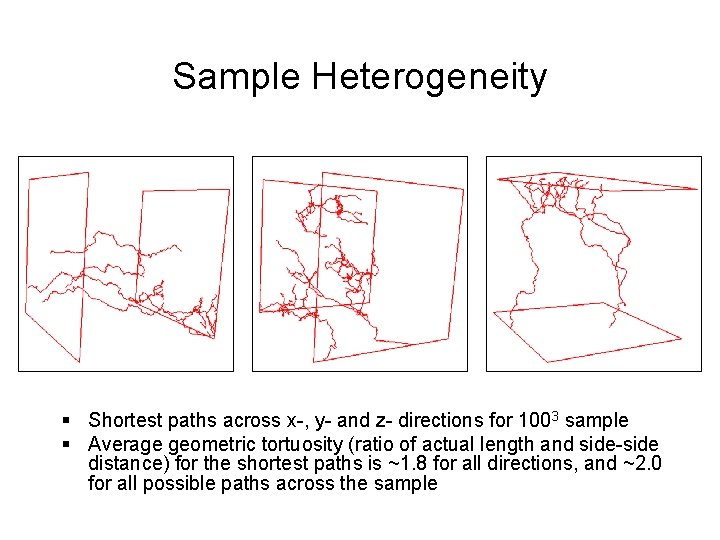 Sample Heterogeneity § Shortest paths across x-, y- and z- directions for 1003 sample