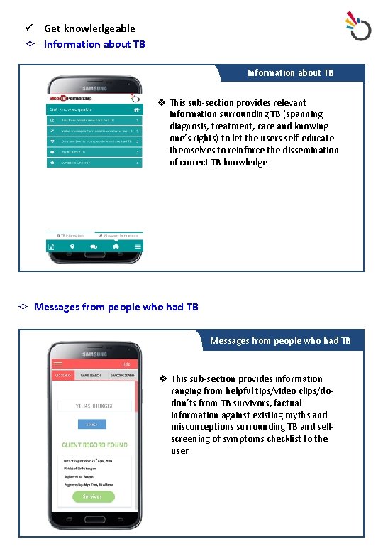 ü Get knowledgeable ² Information about TB v This sub-section provides relevant information surrounding