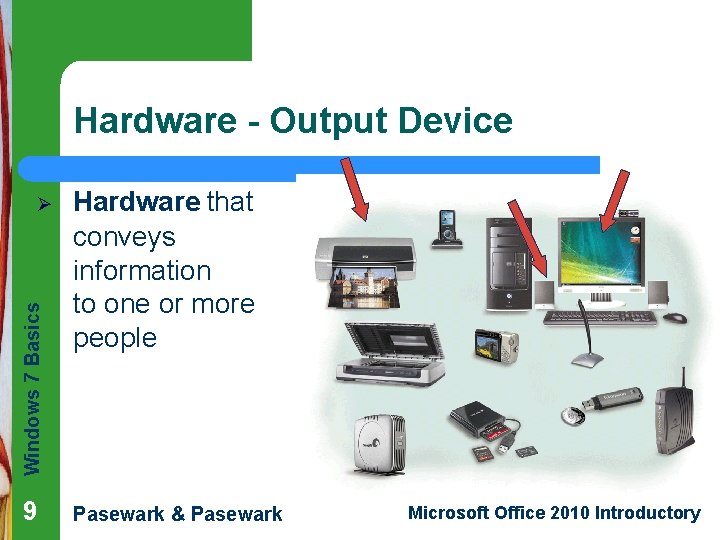 Hardware - Output Device Windows 7 Basics Ø 9 Hardware that conveys information to