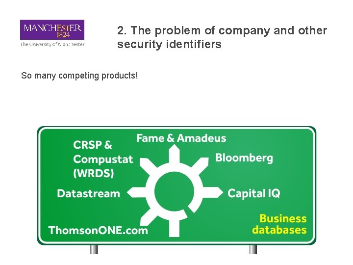 2. The problem of company and other security identifiers So many competing products! 