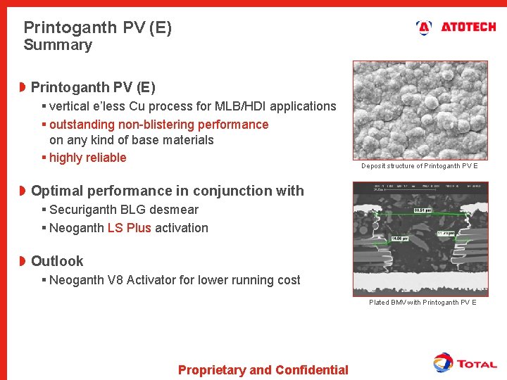 Printoganth PV (E) Summary Printoganth PV (E) § vertical e’less Cu process for MLB/HDI