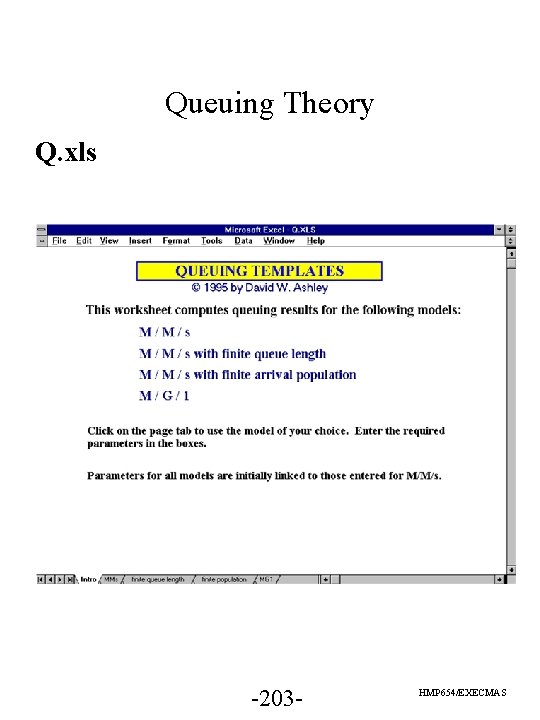 Queuing Theory Q. xls -203 - HMP 654/EXECMAS 