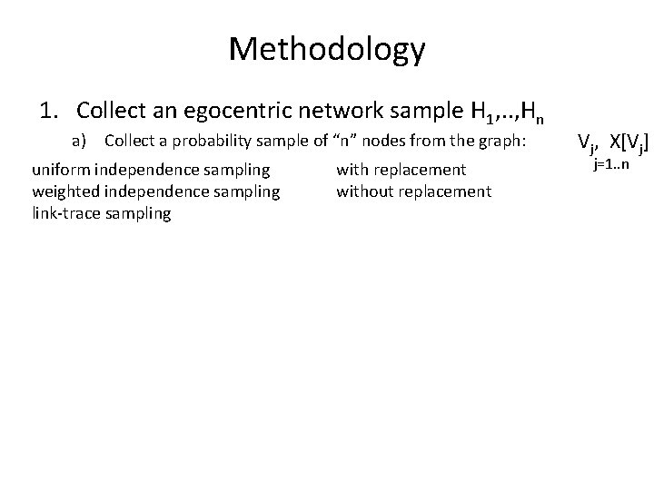 Methodology 1. Collect an egocentric network sample H 1, . . , Hn a)