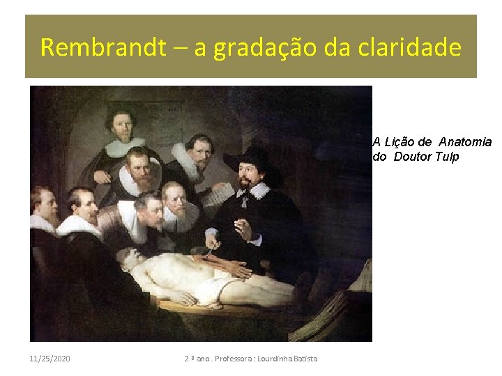 Rembrandt – a gradação da claridade A Lição de Anatomia do Doutor Tulp 11/25/2020