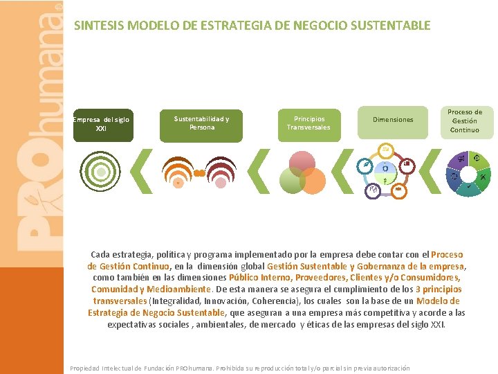 SINTESIS MODELO DE ESTRATEGIA DE NEGOCIO SUSTENTABLE Empresa del siglo XXI Sustentabilidad y Persona