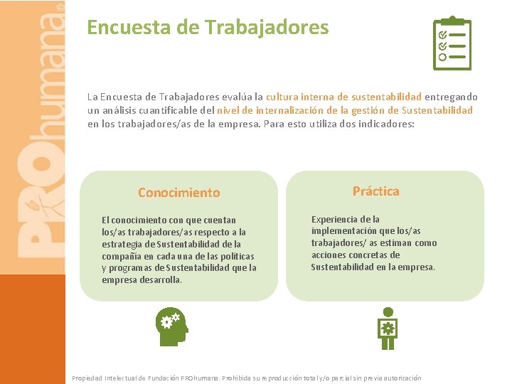 Encuesta de Trabajadores La Encuesta de Trabajadores evalúa la cultura interna de sustentabilidad entregando