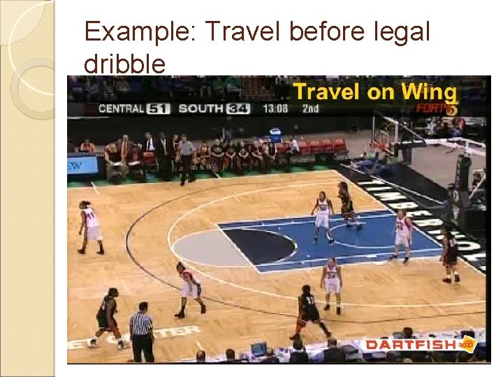 Example: Travel before legal dribble 