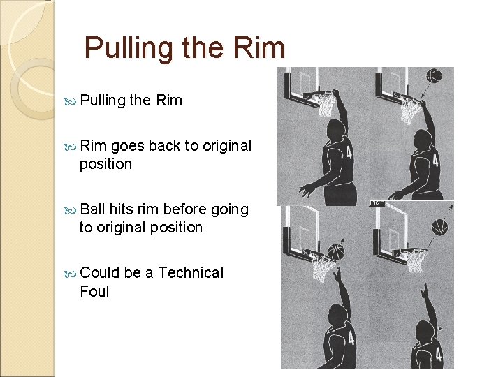 Pulling the Rim goes back to original position Ball hits rim before going to