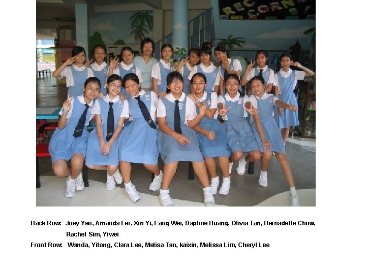 2005 Back Row: Joey Yeo, Amanda Ler, Xin Yi, Fang Wei, Daphne Huang, Olivia