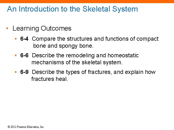 An Introduction to the Skeletal System • Learning Outcomes • 6 -4 Compare the