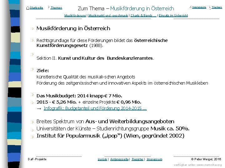 Startseite Themen Zum Thema – Musikförderung in Österreich Impressum Themen Musikförderung | Musikmarkt und