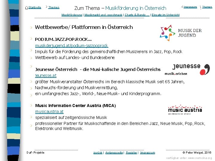 Startseite Themen Zum Thema – Musikförderung in Österreich Impressum Themen Musikförderung | Musikmarkt und