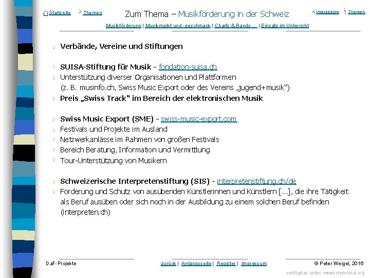 Startseite Themen Zum Thema – Musikförderung in der Schweiz Impressum Themen Musikförderung | Musikmarkt