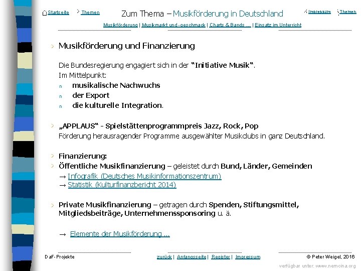 Startseite Themen Zum Thema – Musikförderung in Deutschland Impressum Themen Musikförderung | Musikmarkt und