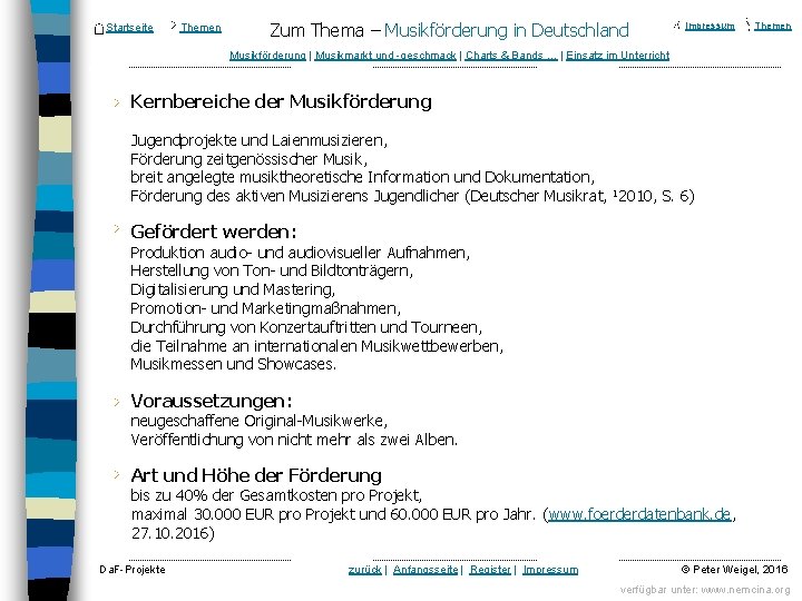 Startseite Themen Zum Thema – Musikförderung in Deutschland Impressum Themen Musikförderung | Musikmarkt und