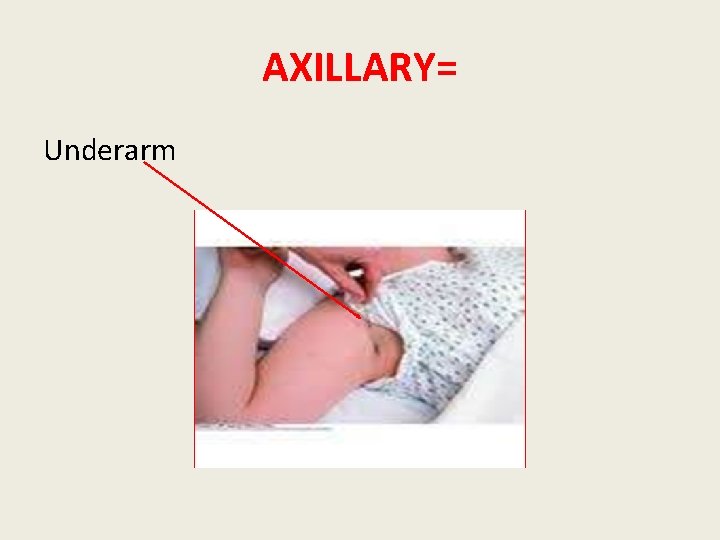 AXILLARY= Underarm 