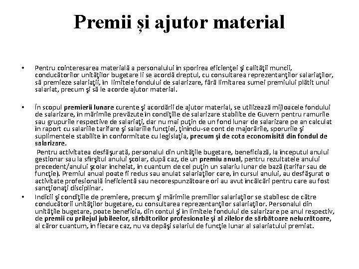 Premii și ajutor material • Pentru cointeresarea materială a personalului în sporirea eficienţei şi Premii și ajutor material • Pentru cointeresarea materială a personalului în sporirea eficienţei şi