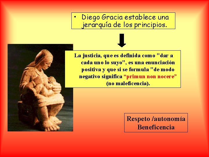  • Diego Gracia establece una jerarquía de los principios. La justicia, que es