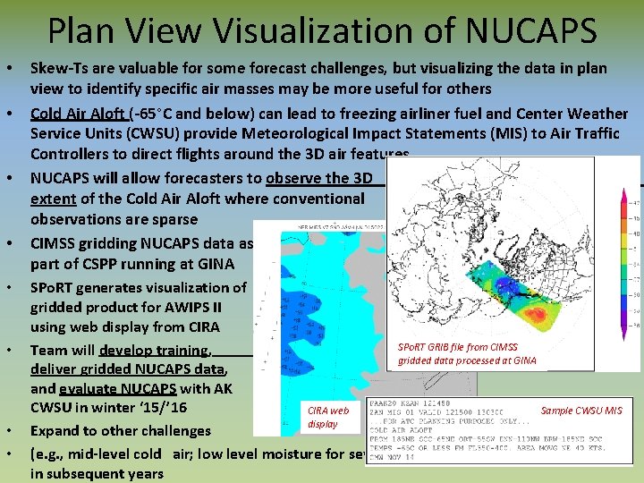 Plan View Visualization of NUCAPS • • Skew-Ts are valuable for some forecast challenges,
