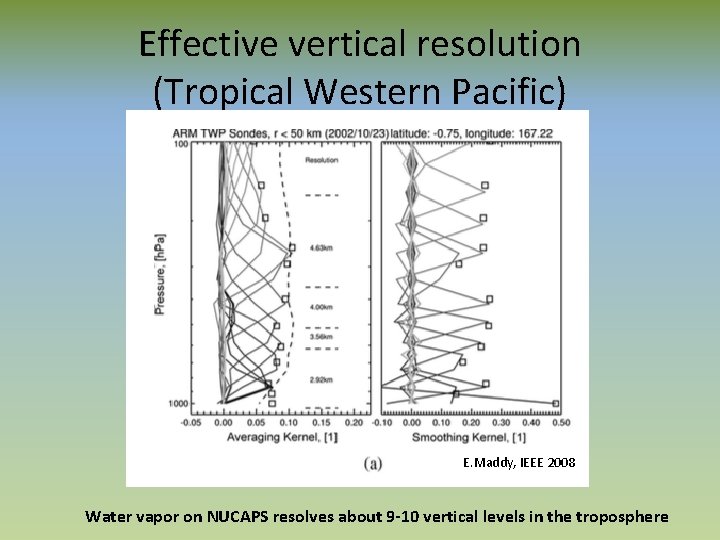 Effective vertical resolution (Tropical Western Pacific) E. Maddy, IEEE 2008 Water vapor on NUCAPS