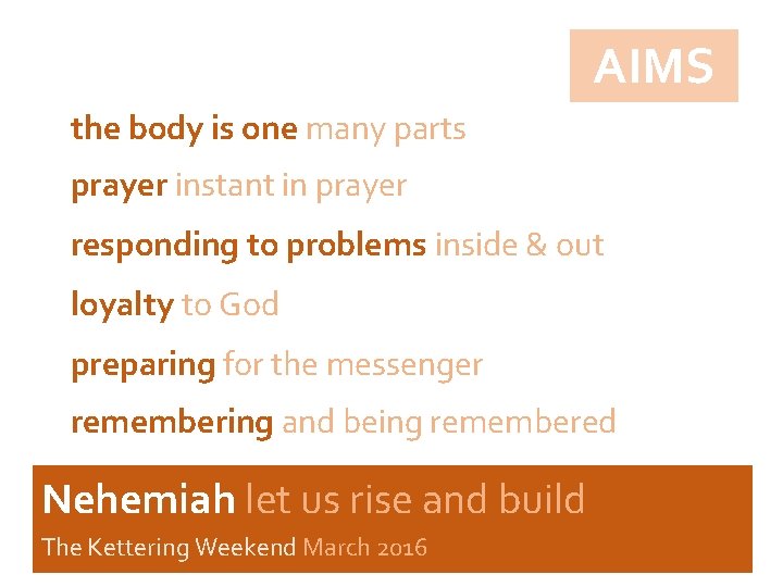 AIMS the body is one many parts prayer instant in prayer responding to problems