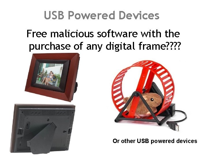 USB Powered Devices Free malicious software with the purchase of any digital frame? ?