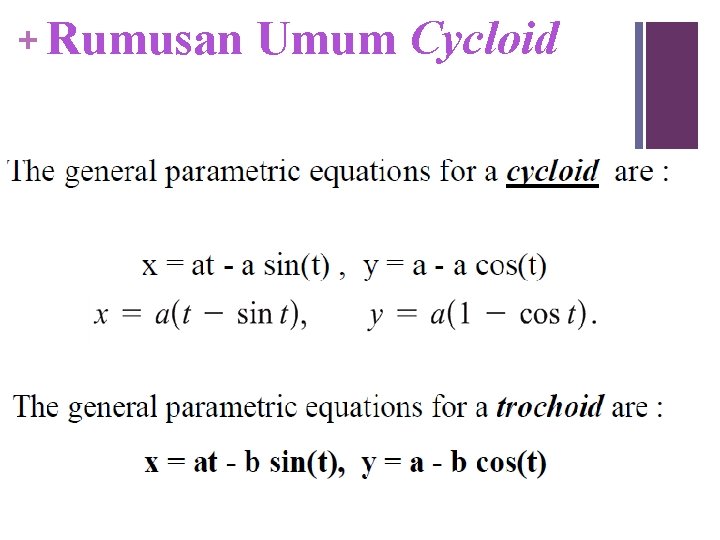 + Rumusan Umum Cycloid 