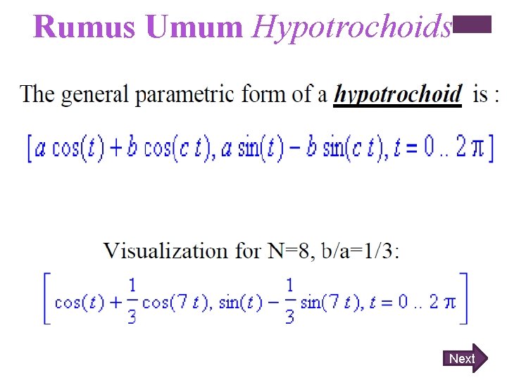 Rumus Umum Hypotrochoids Next 