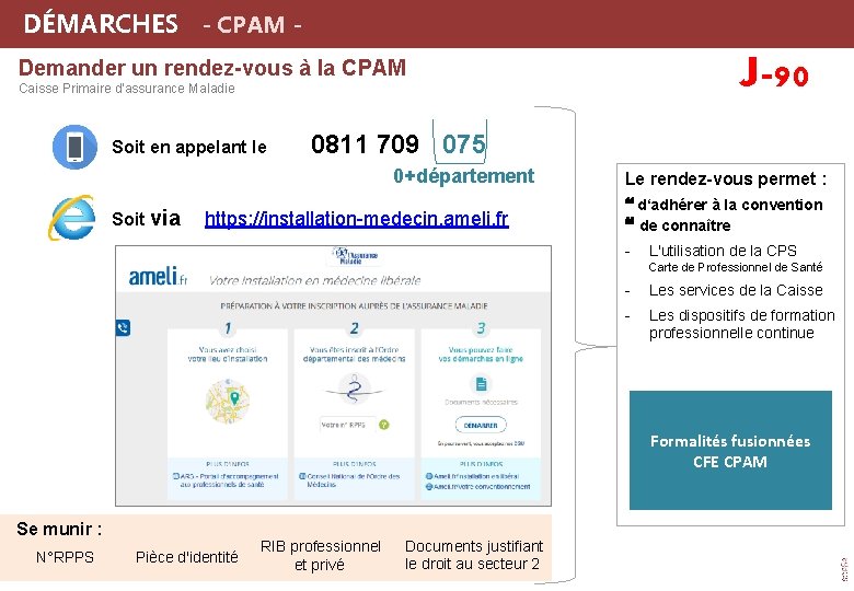  DÉMARCHES - CPAM - J-90 Demander un rendez-vous à la CPAM Caisse Primaire