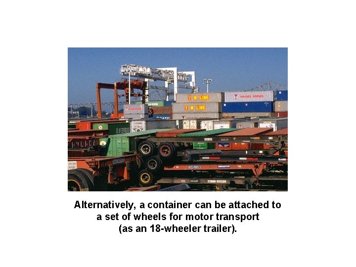 Alternatively, a container can be attached to a set of wheels for motor transport