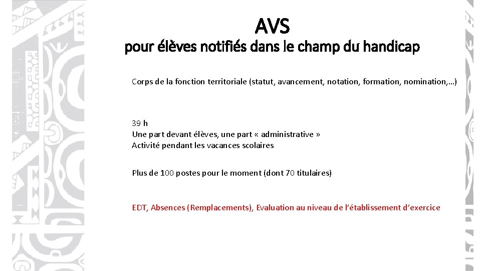 AVS pour élèves notifiés dans le champ du handicap Corps de la fonction territoriale