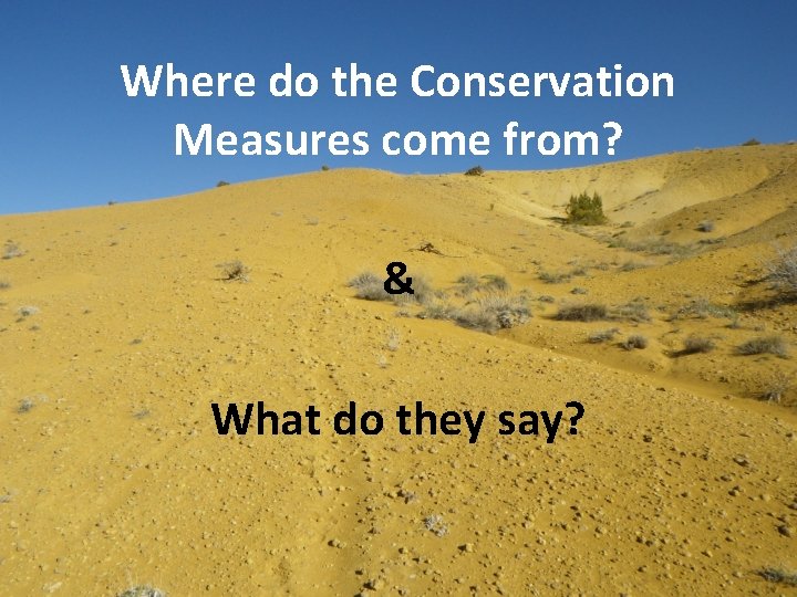 Where do the Conservation Measures come from? & What do they say? 