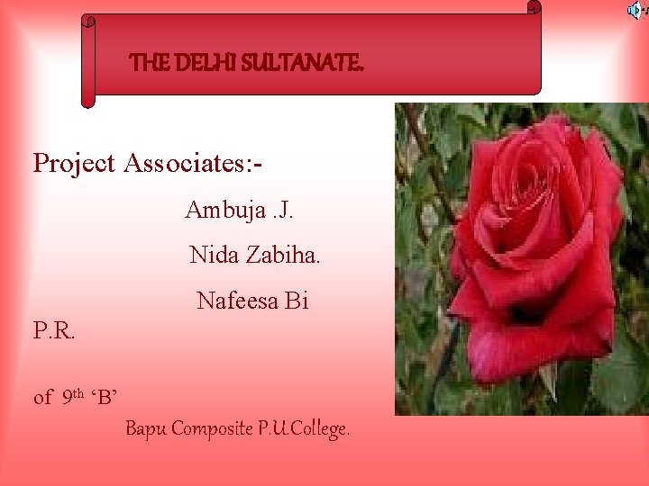 THE DELHI SULTANATE. Project Associates: Ambuja. J. Nida Zabiha. Nafeesa Bi P. R. of