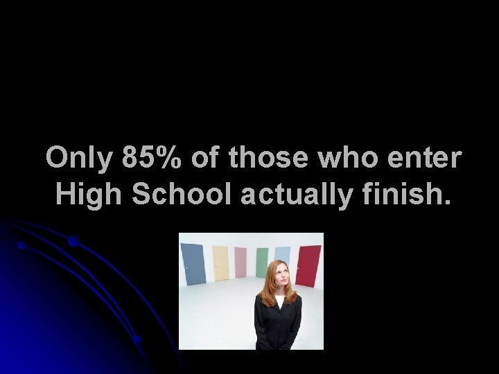Only 85% of those who enter High School actually finish. 