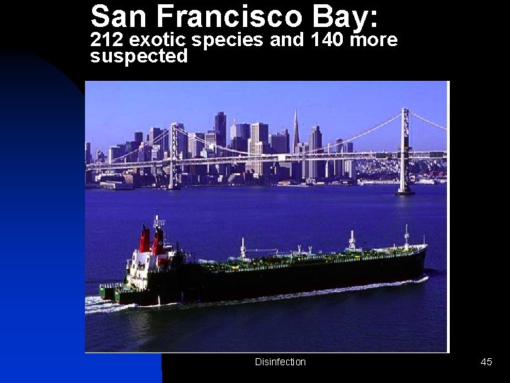 San Francisco Bay: 212 exotic species and 140 more suspected Disinfection 45 