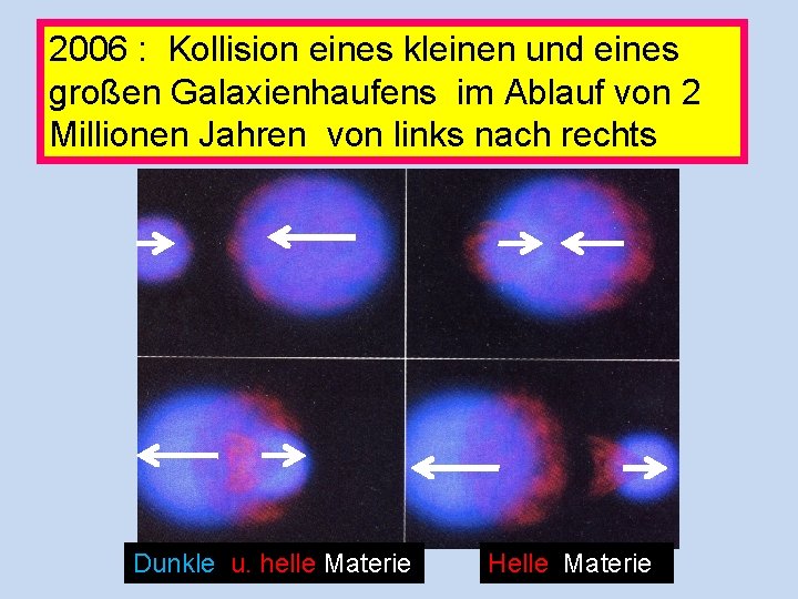 2006 : Kollision eines kleinen und eines großen Galaxienhaufens im Ablauf von 2 Millionen