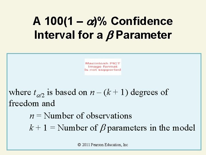 A 100(1 – )% Confidence Interval for a Parameter where t /2 is based