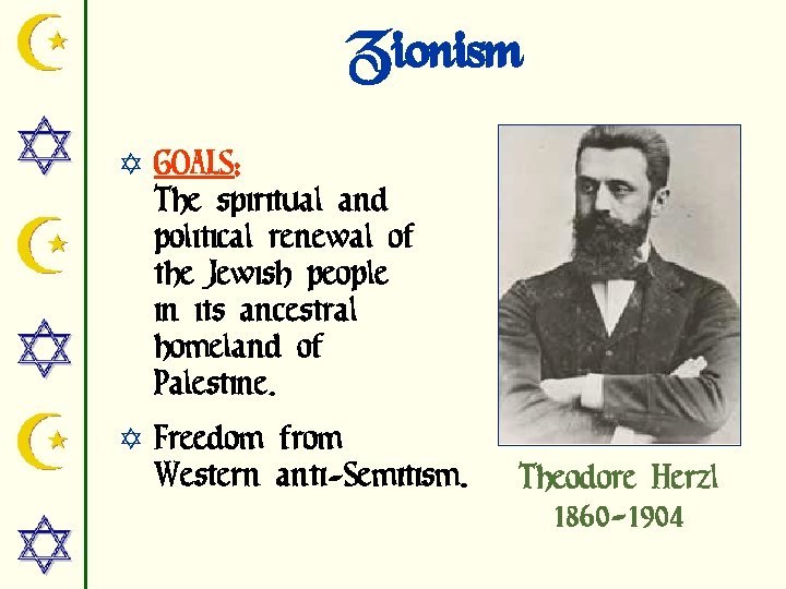 Zionism Y GOALS: The spiritual and political renewal of the Jewish people in its