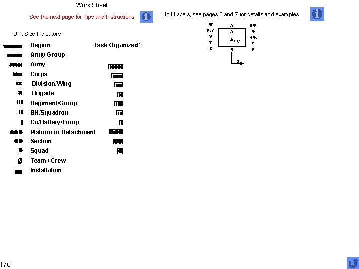 176 Work Sheet See the next page for Tips and Instructions Unit Size Indicators