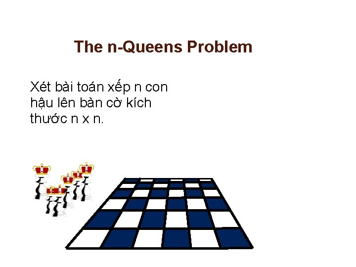 The n-Queens Problem Xét bài toán xếp n con hậu lên bàn cờ kích