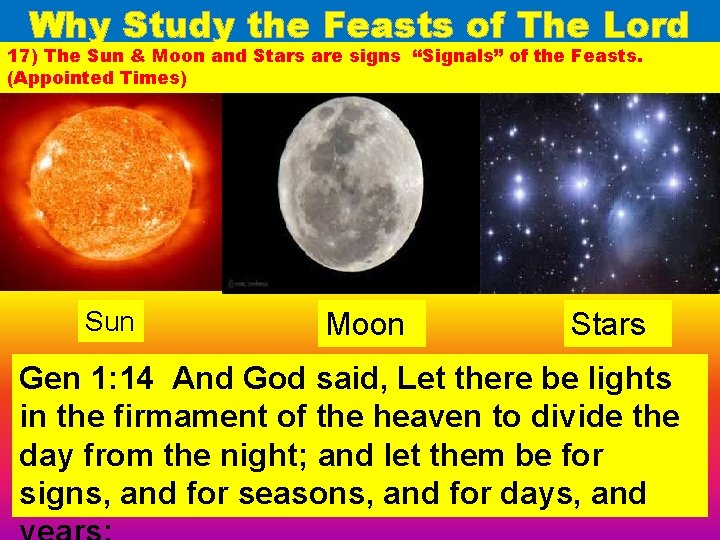 Why Study the Feasts of The Lord 17) The Sun & Moon and Stars