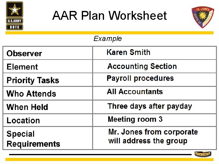 AAR Plan Worksheet Example 