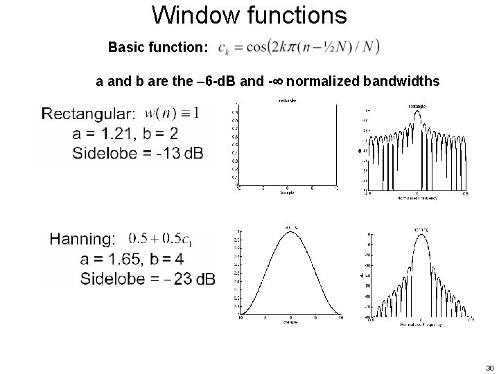Window functions Basic function: a and b are the – 6 -d. B and