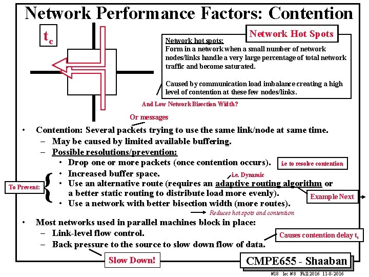 Network Performance Factors: Contention tc Network Hot Spots Network hot spots: Form in a Network Performance Factors: Contention tc Network Hot Spots Network hot spots: Form in a