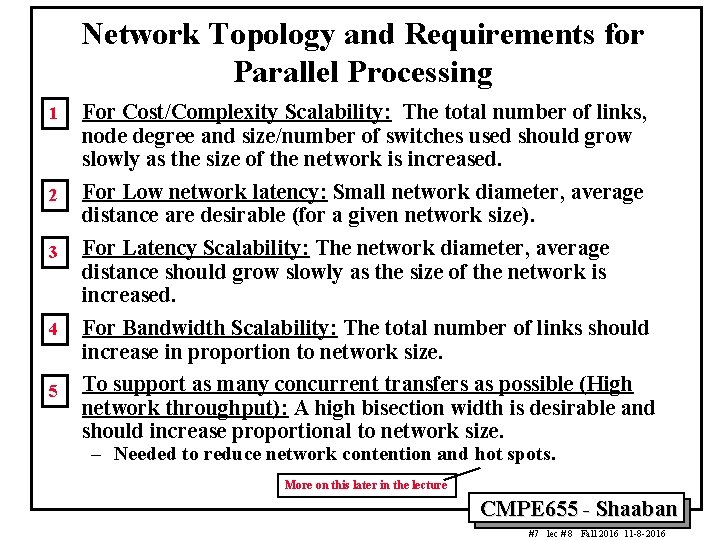 Network Topology and Requirements for Parallel Processing 1 • 2 • 3 • 4 Network Topology and Requirements for Parallel Processing 1 • 2 • 3 • 4