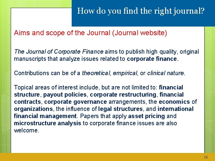 How do you find the right journal? Aims and scope of the Journal (Journal