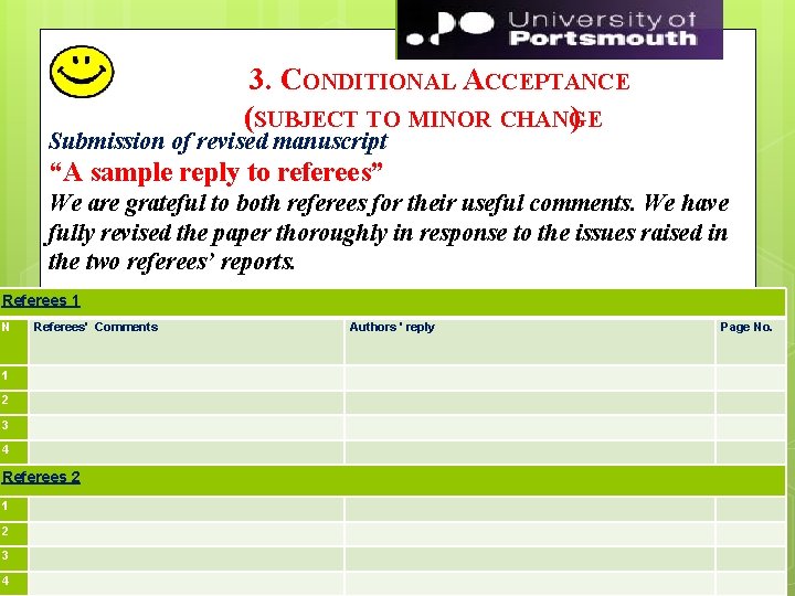 58 3. CONDITIONAL ACCEPTANCE (SUBJECT TO MINOR CHANGE ) Submission of revised manuscript “A